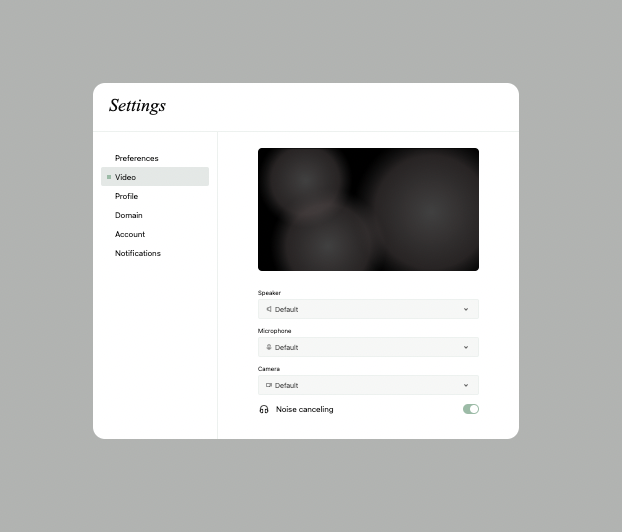 Video settings configuration form