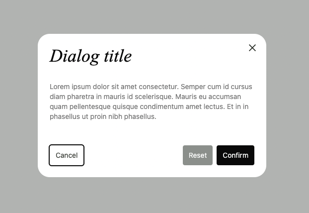 Modal dialog variations