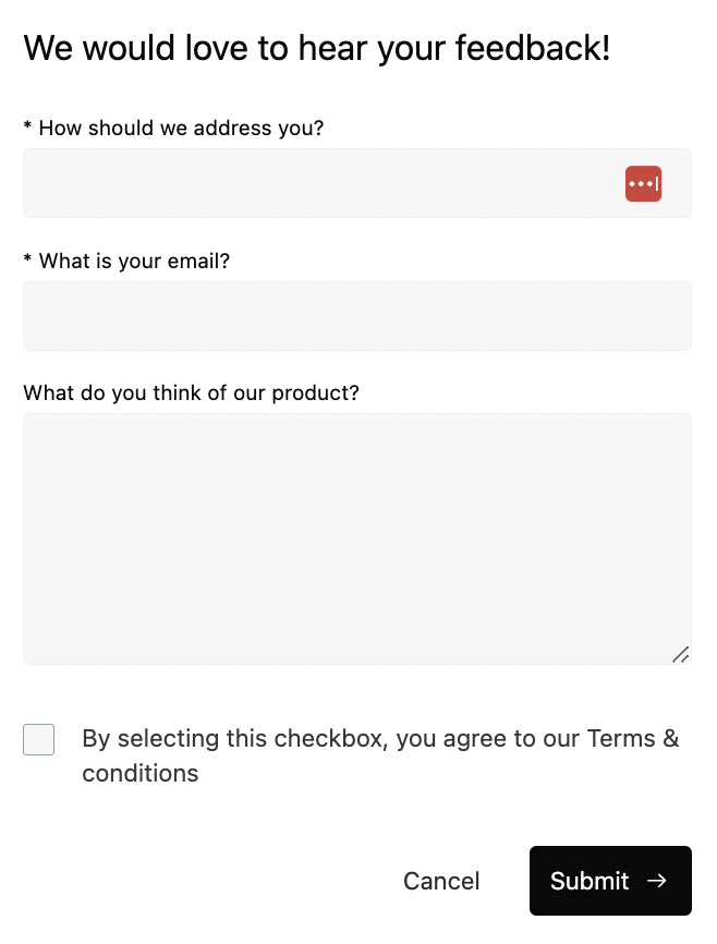 Simple feedback form